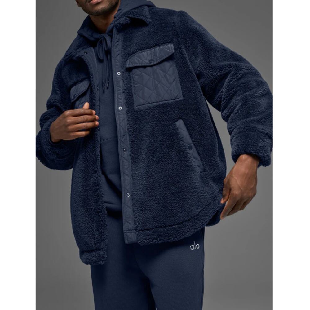 Alo Yoga Unisex Navy Sherpa Edge Shacket Size L - Picture 9 of 10